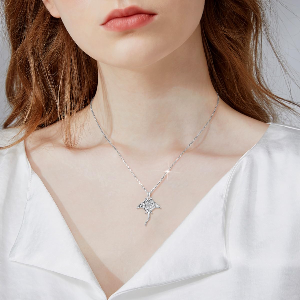 ONEFINITY Ocean Kette 925 Sterling Silber Rochen Manta Rochen/Seepferdchen/Wal/Meerjungfrau Anhänger Halskette Schmuck Geschenk