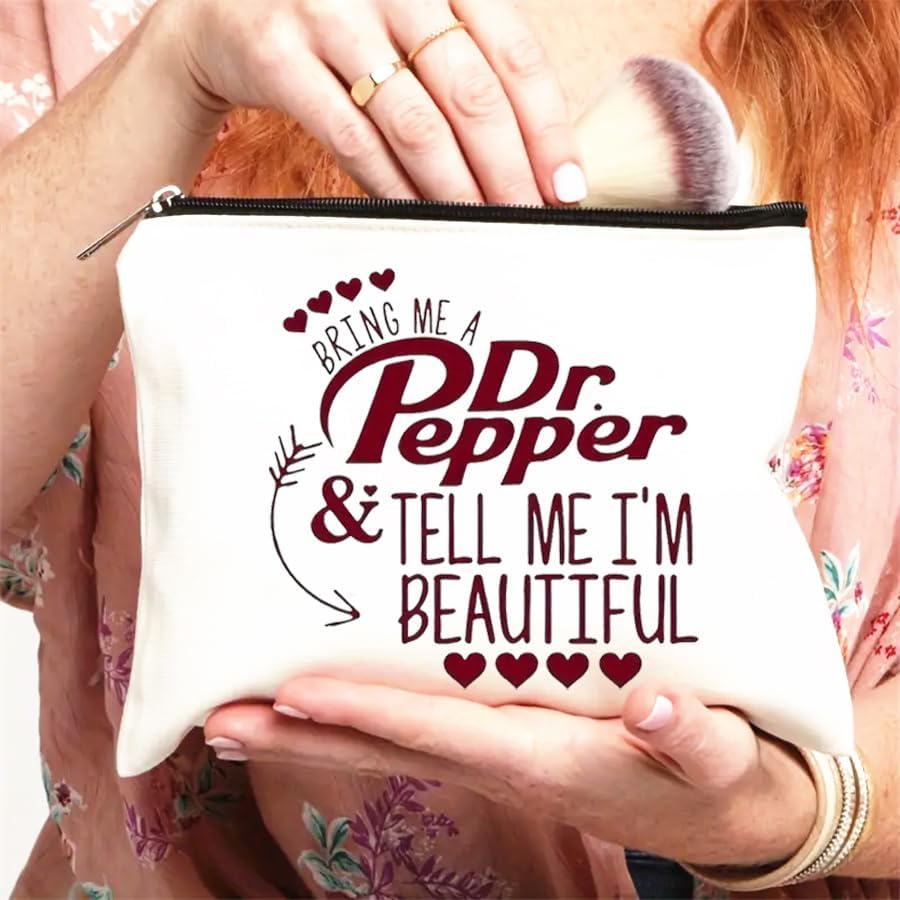 Dr Pepper Humor Themed Canvas Toiletry Bag,Minimalist Design,Lightweight Cosmetic Pouch with Durable Zipper Closure,Versatile Makeup Case for Travel, Holiday Gift Multipurpose Organizer - Image 4