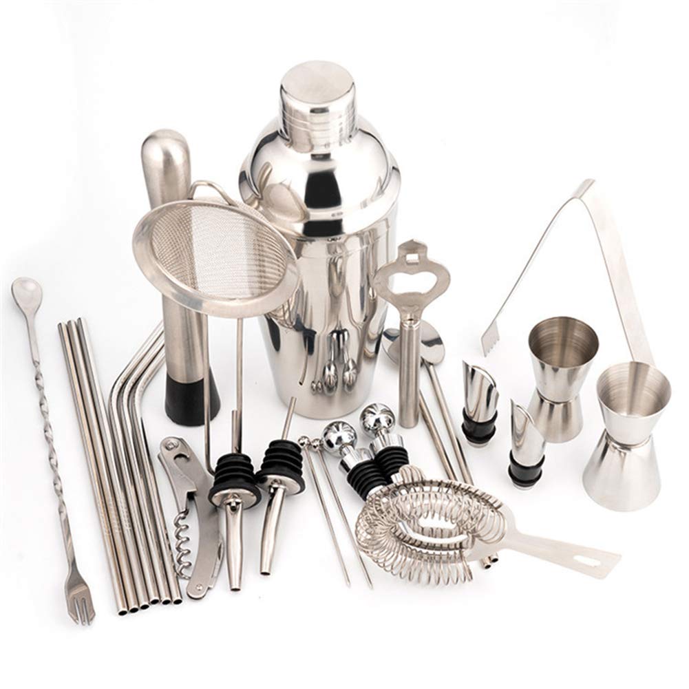 AIZYR Conjunto De Barra De Coctelera con 2 * Taza De Medir, Kits De Herramientas De Barra De Acero Inoxidable Set De Regalo De Cóctel, 750ml