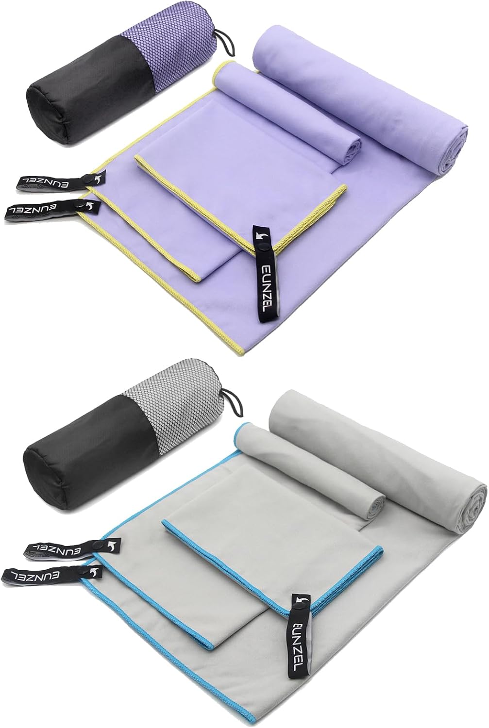 Quick Dry Camping Towel Taro Purple & Light Grey (Bundle)