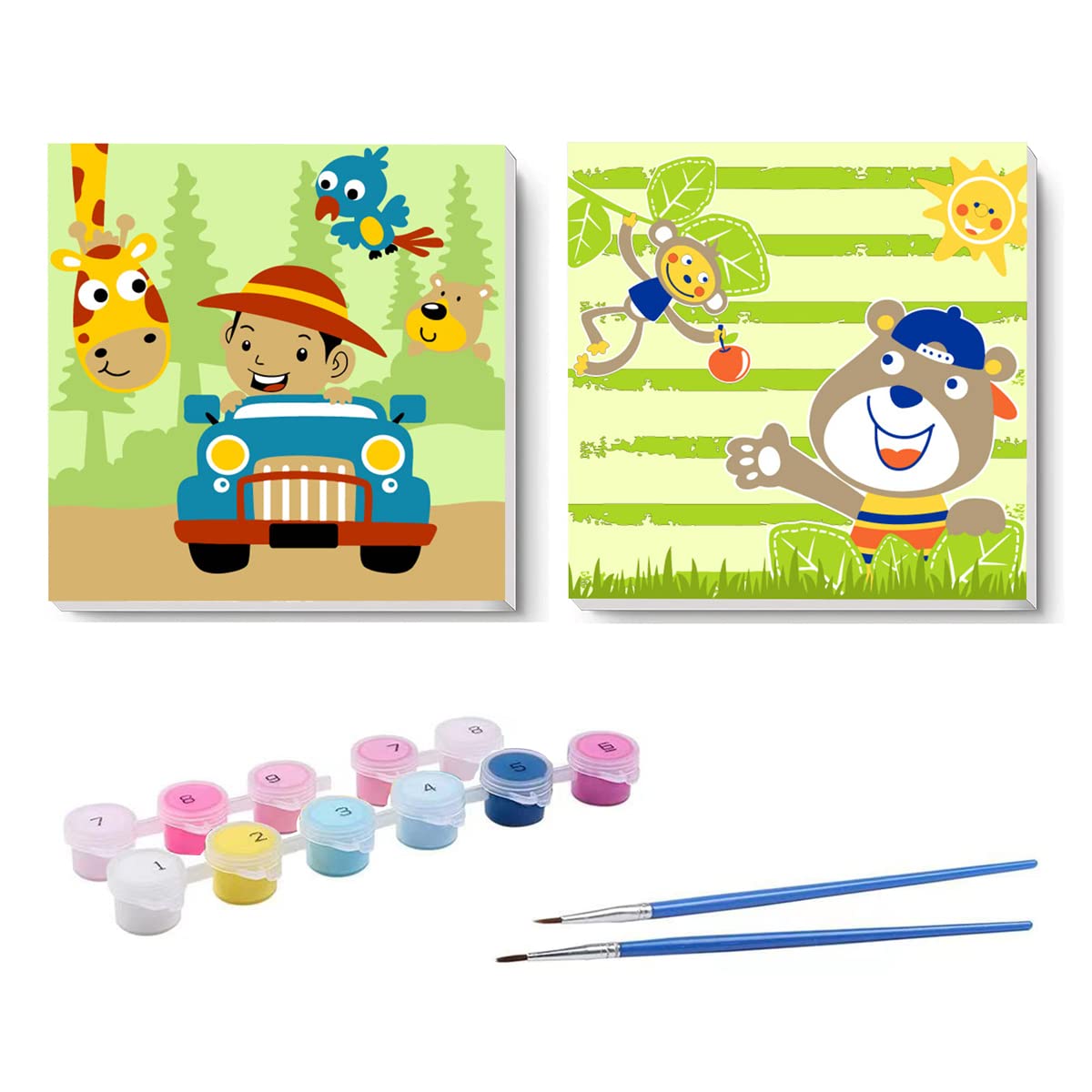 Photo 1 of 3 Pack Bundle - Gifmore 2 Pack Paint by Number for Kids, DIY Oil Painting Kits for Girls and Boys, 8"X 8" Framed Colorful Animal Painting Sets for Childrens Framed-18