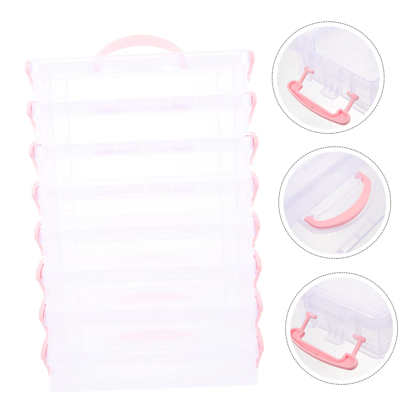 NUOBESTY Scatola Portapenne Impilabile in Plastica, Set da 8 Pezzi | Coperchio Incluso, Trasparenza del Contenuto, Formato Salvaspazio per Organizzazione Scolastica