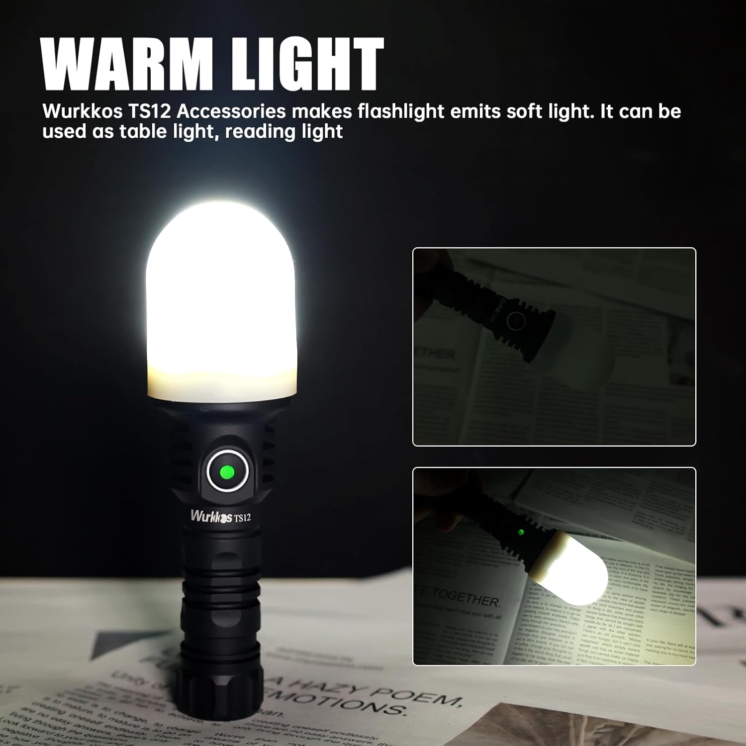 Wurkkos TS12 SFT25R LED Mini Flashlight Rechargeable,1350 High Lumens EDC Flashlight, Super Bright Small LED Flash Light, IP68 Waterproof Pocket Flashlight for Camping, Outdoors, Emergency