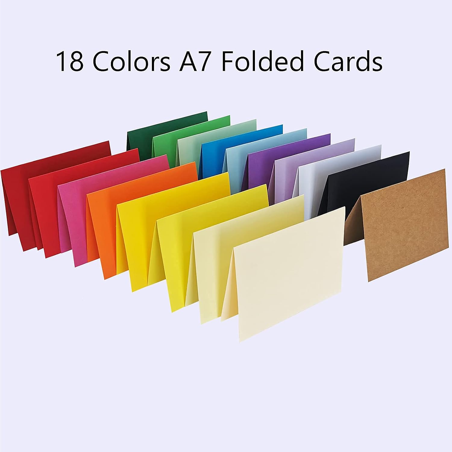 72 Sets 18 Colors A7 Invitation Envelopes Peel & Seal Self Seal 5 1/4 x 7 1/4 Envelopes and A7 Flat and Folded Cards Notecards for Wedding Shower Greeting Announcement Photo Mailing DIY Cards Making