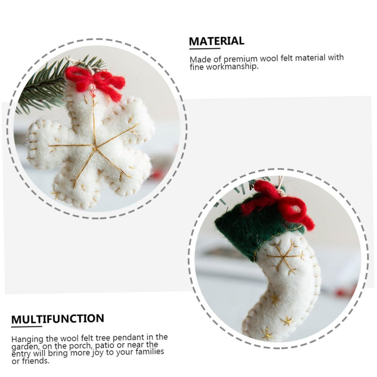 PRETYZOOM 2 Set Di Mini Pendenti in Feltro Di Lana A Forma Di Albero Di Natale Da Appendere Per Decorazioni Per Feste 6 Pezzi * 2