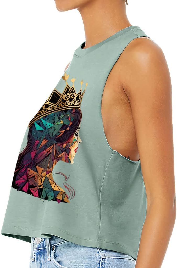 Cute Princess Racerback Cropped Tank - Crown Women's Tank - Printed Tank Top