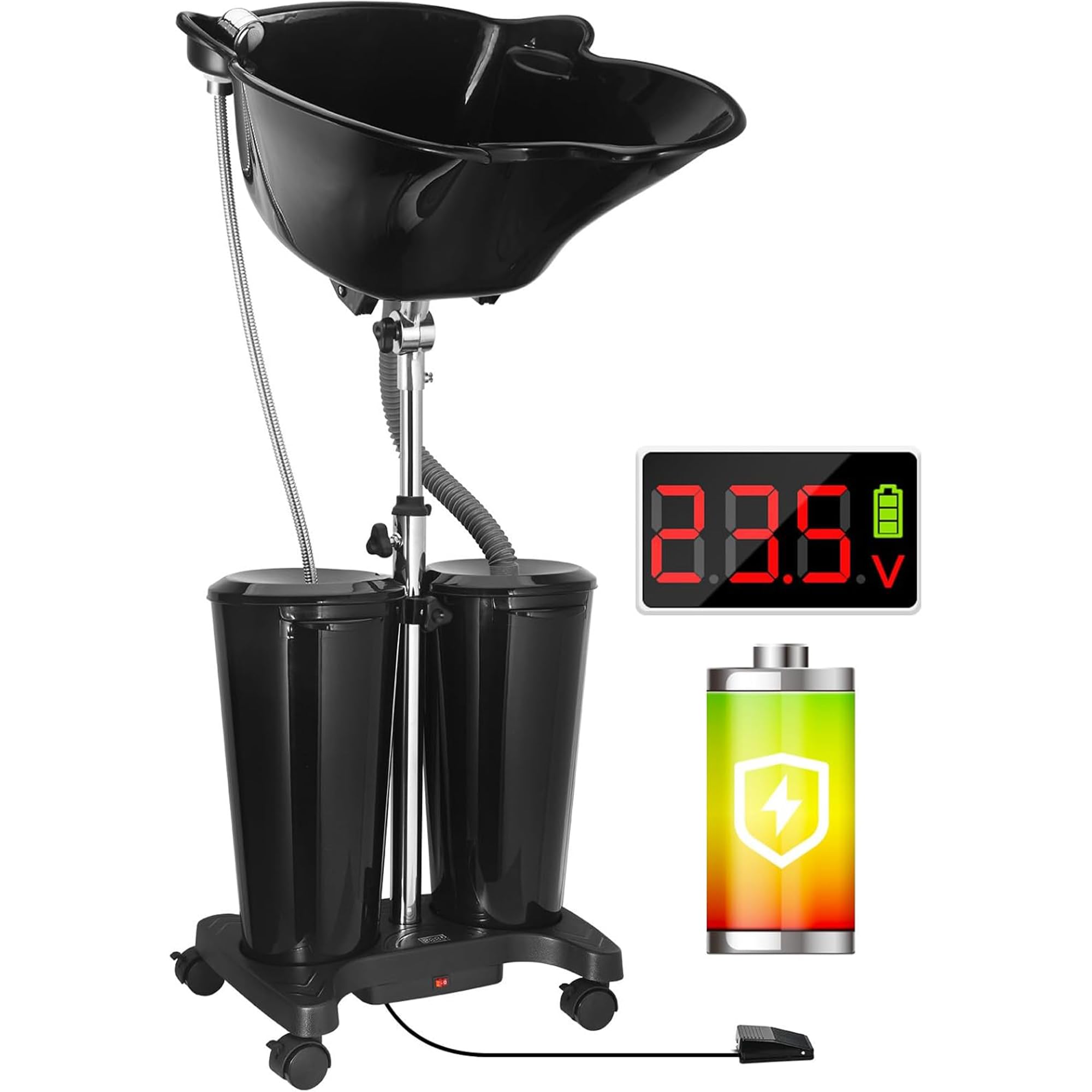 Bac à shampooing portable pour maison avec pompe électrique et 2 seaux