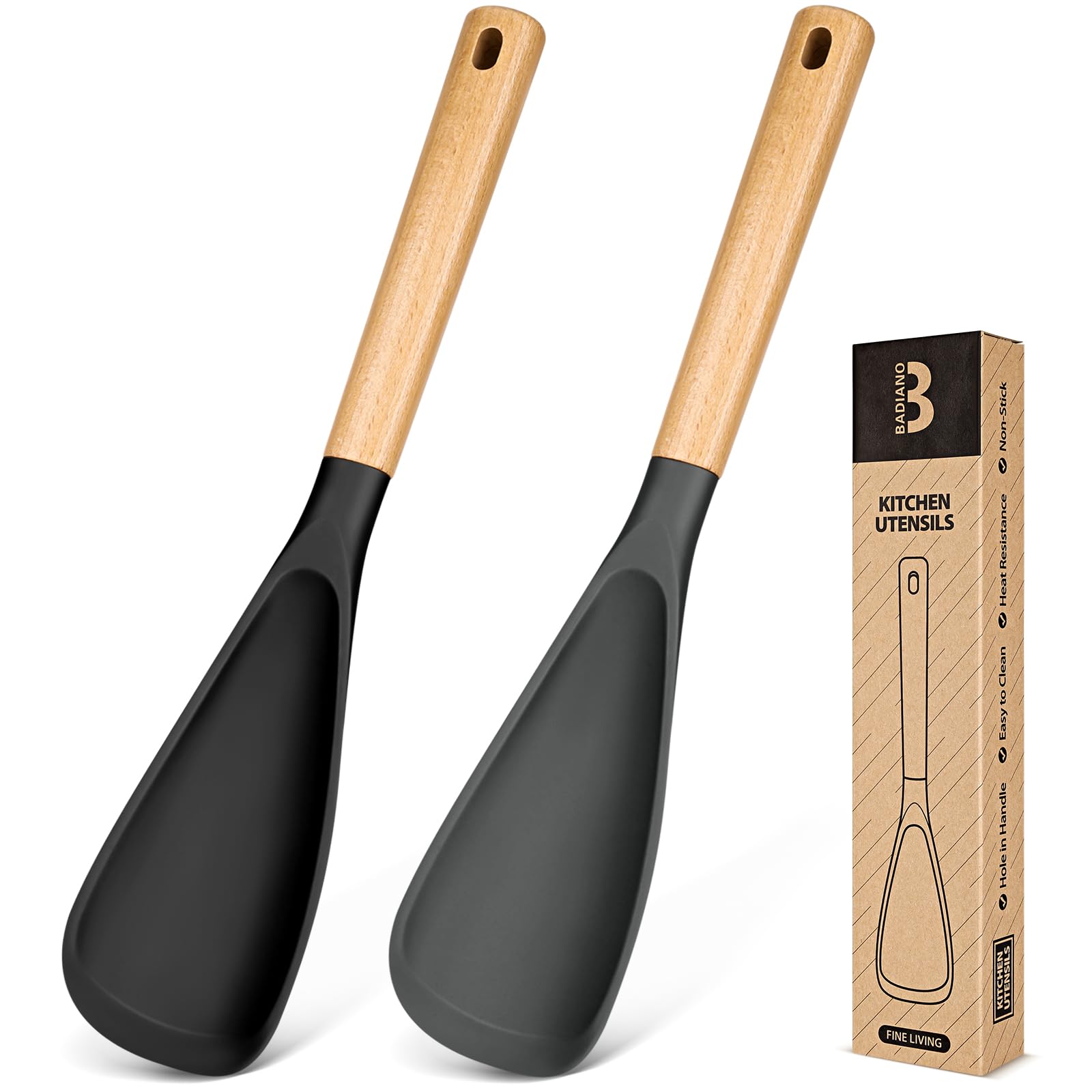 Silicone Cooking Spoon for Nonstick Cookwares, Multi-function,13.4"
