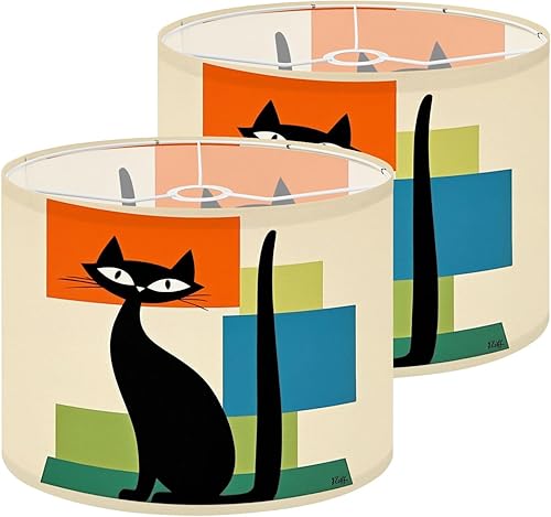 Miniatura 10 de Pantallas de lámpara naranja de mediados de siglo años 70 y 80 retro Morden abstracto geométrico, pantallas decorativas bohemias, 1 paquete de Multi