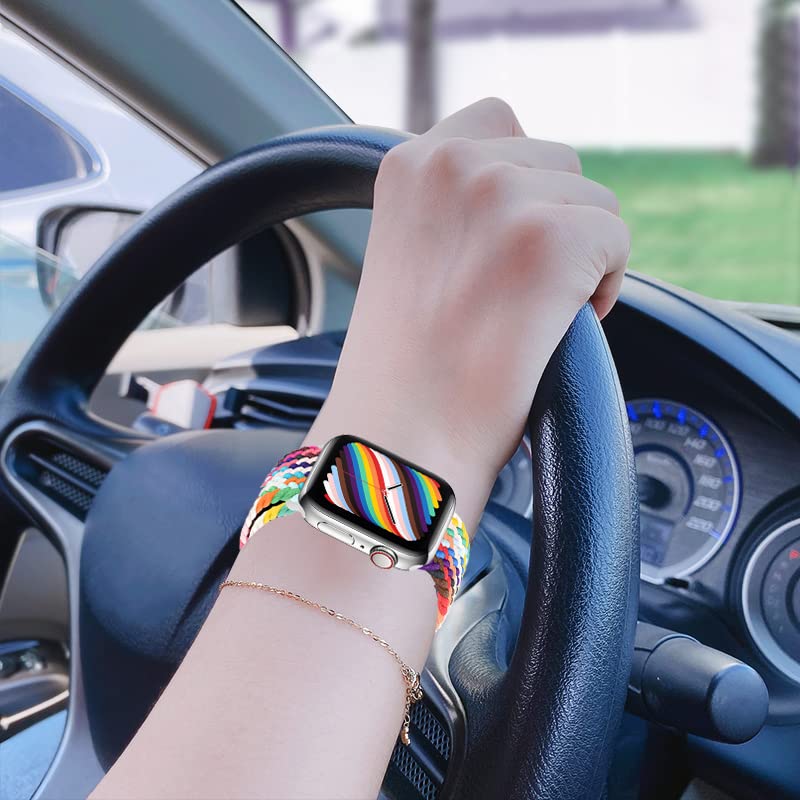 Braided Strap for Apple Watch Straps 40mm 38mm 41mm 45mm 44mm 42mm 46mm Women/Men,Stretchy Elastic Sport Solo Loop Bands for Apple Watch Ultra 49mm iWatch Series 10/9/8/7/6/5/4/3/SE - Image 4