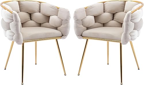 Miniatura 7 de Sillas de comedor de terciopelo, silla decorativa moderna con patas mentales doradas, sillón tapizado a mano para comedor, cocina, sala de estar