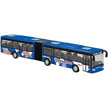 DYNWAVE Pull Back Bus Pull Back Long Bus Model Collectibles Alloy Bus Diecast Vehicles Two Section Articulated Toy with Seats and Steering Wheel Suitable for, Blue