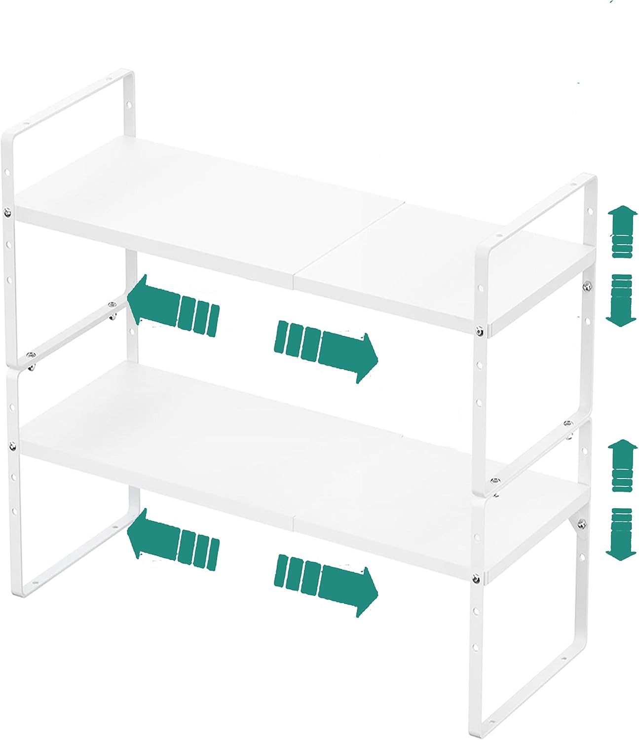 Expandable Cabinet Shelf Organizer Rack, Stackable Kitchen Counter Storage Shelves Stand, Adjustable Height Pantry Shelf Spice Rack, Heavy Duty Nonslip Black Small 1Pack