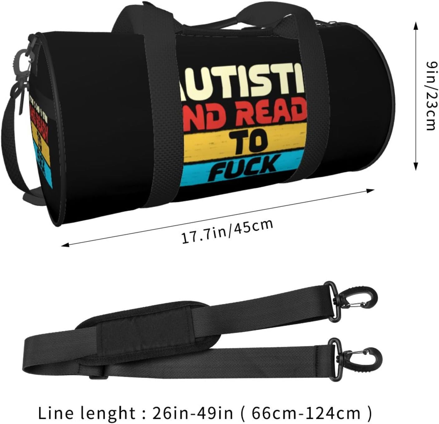 Autistic And Ready To F-Ck Duffel Bag Gym Bag Travel Sports Tote Large Foldable Beach Swim Yoga5
