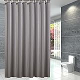 Yunzhou1230 Shower Curtain, Waterproof Shower Curtain Liner 180x200cm, Mold & Mildew Resistant Machine Washable Polyester Shower Curtains for Bathroom with 12 Hooks (Grey,W 72" x L 78" (1 Panels))