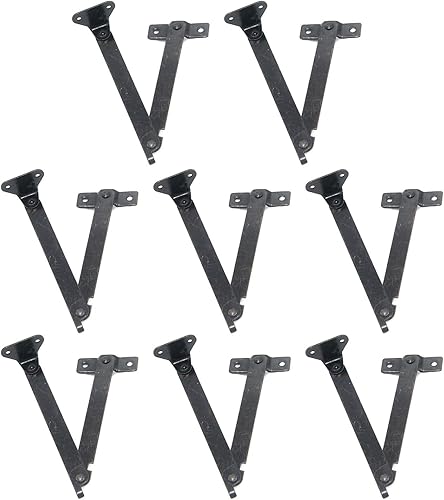 T Tulead Bisagras de soporte plegable de hierro, soporte de gabinete, bisagras de tapa de pecho, bisagra de soporte, paquete de 8 con tornillos de