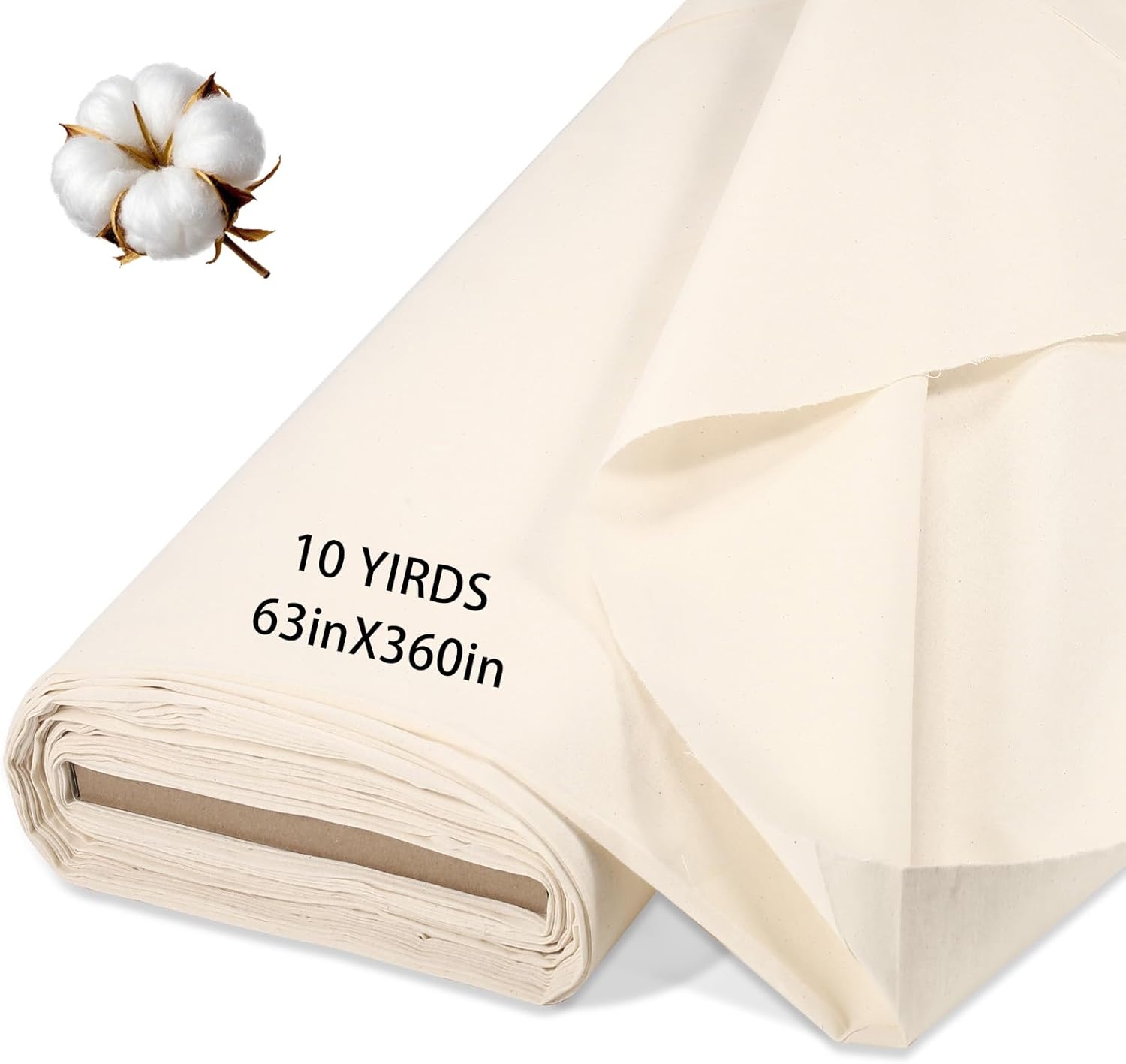 100% Cotton Muslin Fabric Natural Unbleached Linen Fabric by The Yard 63 inch x 10 Yards Unbleached Muslin Linen Fabric Material for Sewing Material Apparel Cloth (10 Yards)