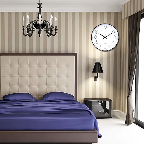 Miniatura 6 de jomparis - Reloj de pared negro grande de 13 pulgadas, grande y silencioso, sin tictac, funciona con pilas, redondo, de cuarzo, para decorar el