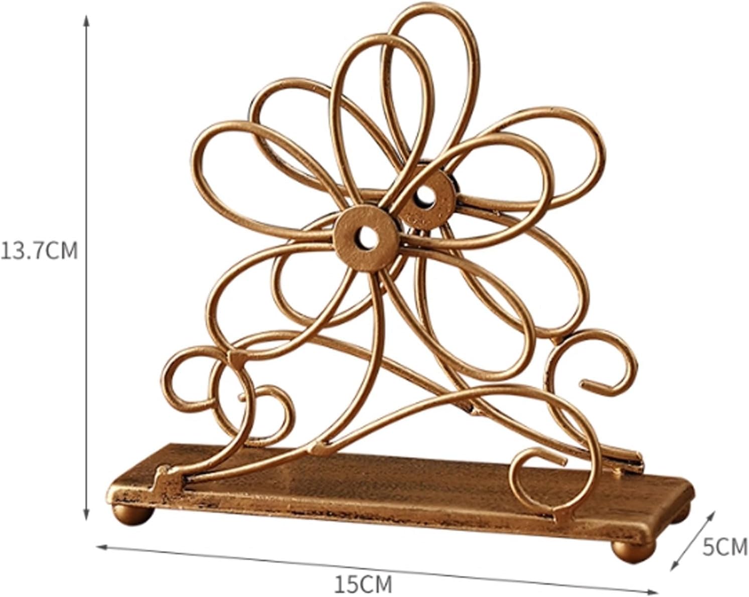 Decorative Hollow Metal Tissue Rack Office Desktop Napkin Dispenser Flower-Shaped Wrought Iron Paper Towel Holder