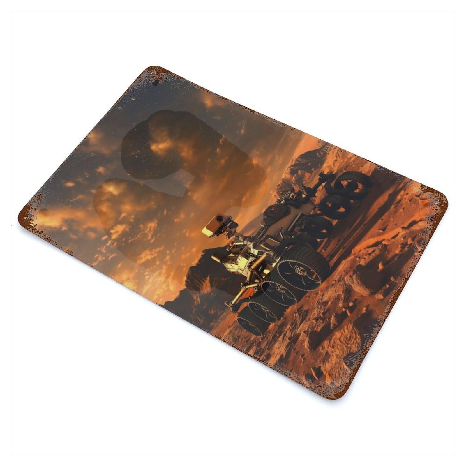 Martian Rover Vintage Rust Metal Sign 11.8"x7.9", Classic Wall Plaque for Basement, Hobby Room And Garage Decor