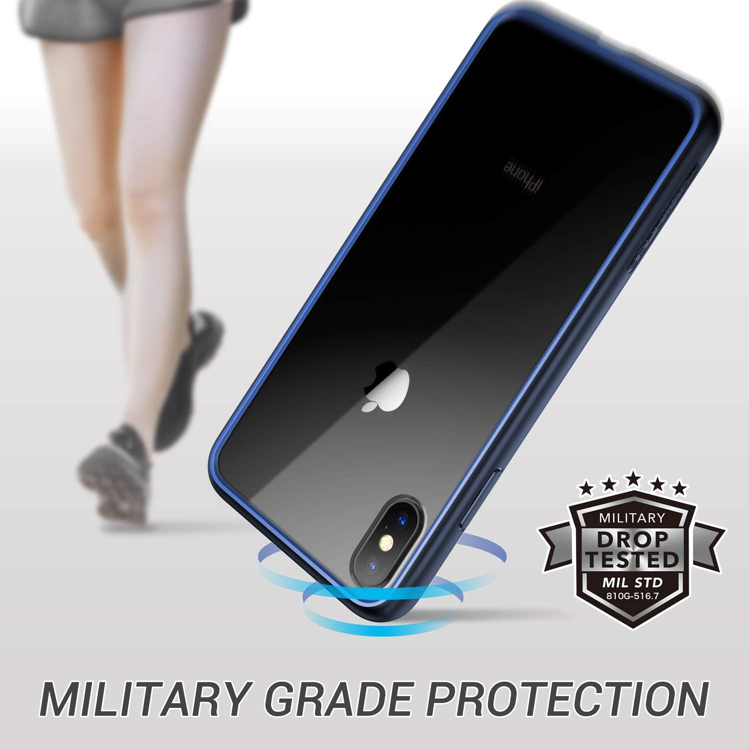 YOUMAKER Premium Crystal Clear Hybrid Case for iPhone Xs Max, Slim Fit Lightweight Bumper Scratch Resistant Drop Protection Shockproof Protective Cover for All New Apple iPhone Xs Max 6.5 inch - Blue