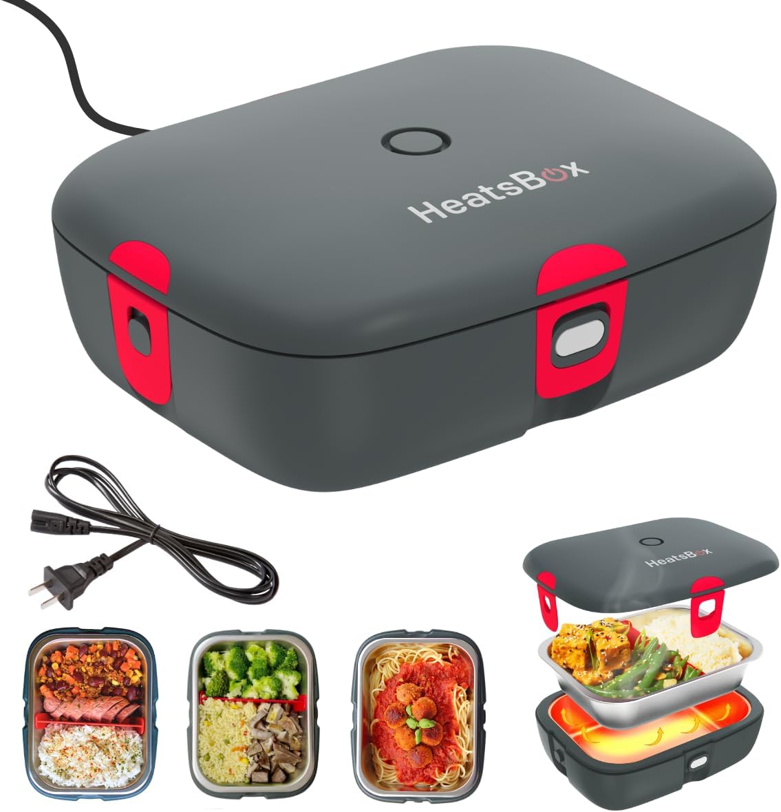 HeatsBox Style+ Electric Lunchbox 100W | App Control | 3.9 Cups Food Warmer for Adults | Leakproof Stainless Steel BPA-Free | Perfect for Office Meal Prep