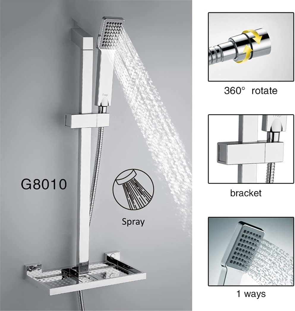 KEHAIOO Slide Bar Bathroom Shower Slide Bars Shower Pipe Hose Soap Dish Handheld Shower Wall Mount Rain Shower Set