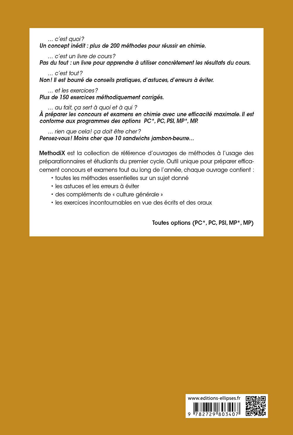 Chimie 200 méthodes et 150 exercices corrigés