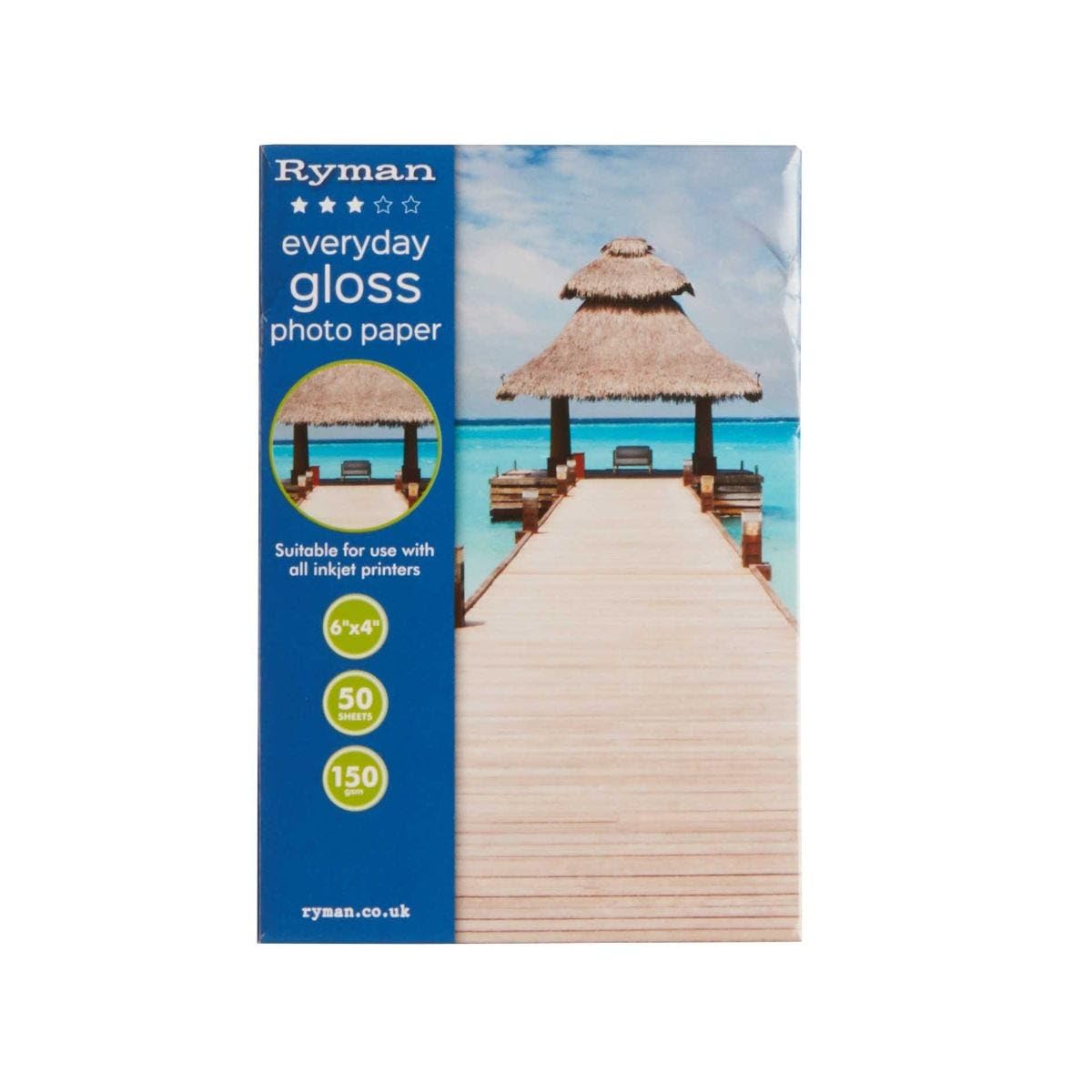 Ryman Everyday Gloss Photo paper 6x4 Inch 150gsm 50 Sheets