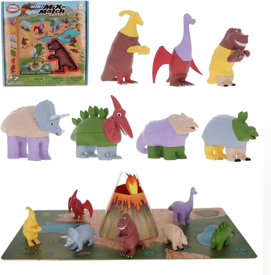 POPULAR PLAYTHINGS Mini Mix or Match Dinosaurs, Magnetic Toy Set with Pop-up ...