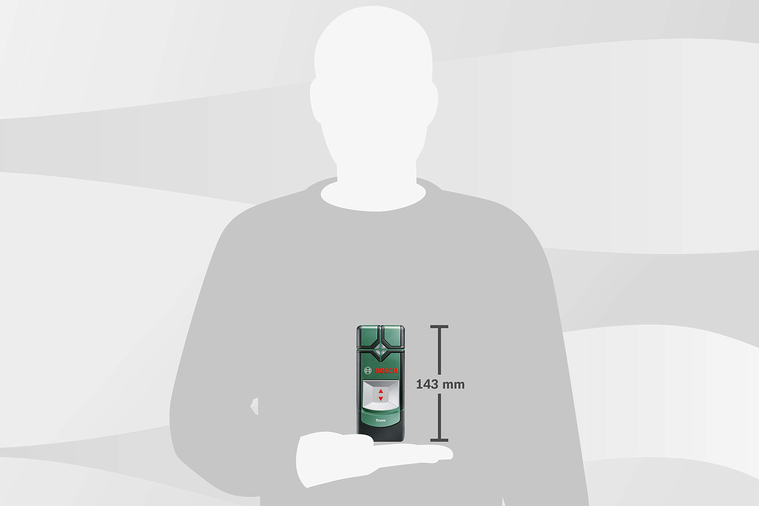 Bosch Ortungsgerät Truvo (EIN-Knopf-Bedienung für einfache Nutzung, Strom & Metall Leitungssucher)