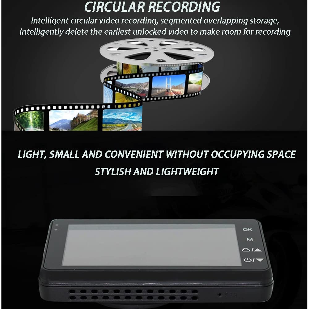 Cámara de video impermeable para motocicleta,cámara de video de acción de bicicleta de motocicleta grabadora de video DVR de 3 pulgadas pantalla de 1080P,para motocicleta/bicicleta