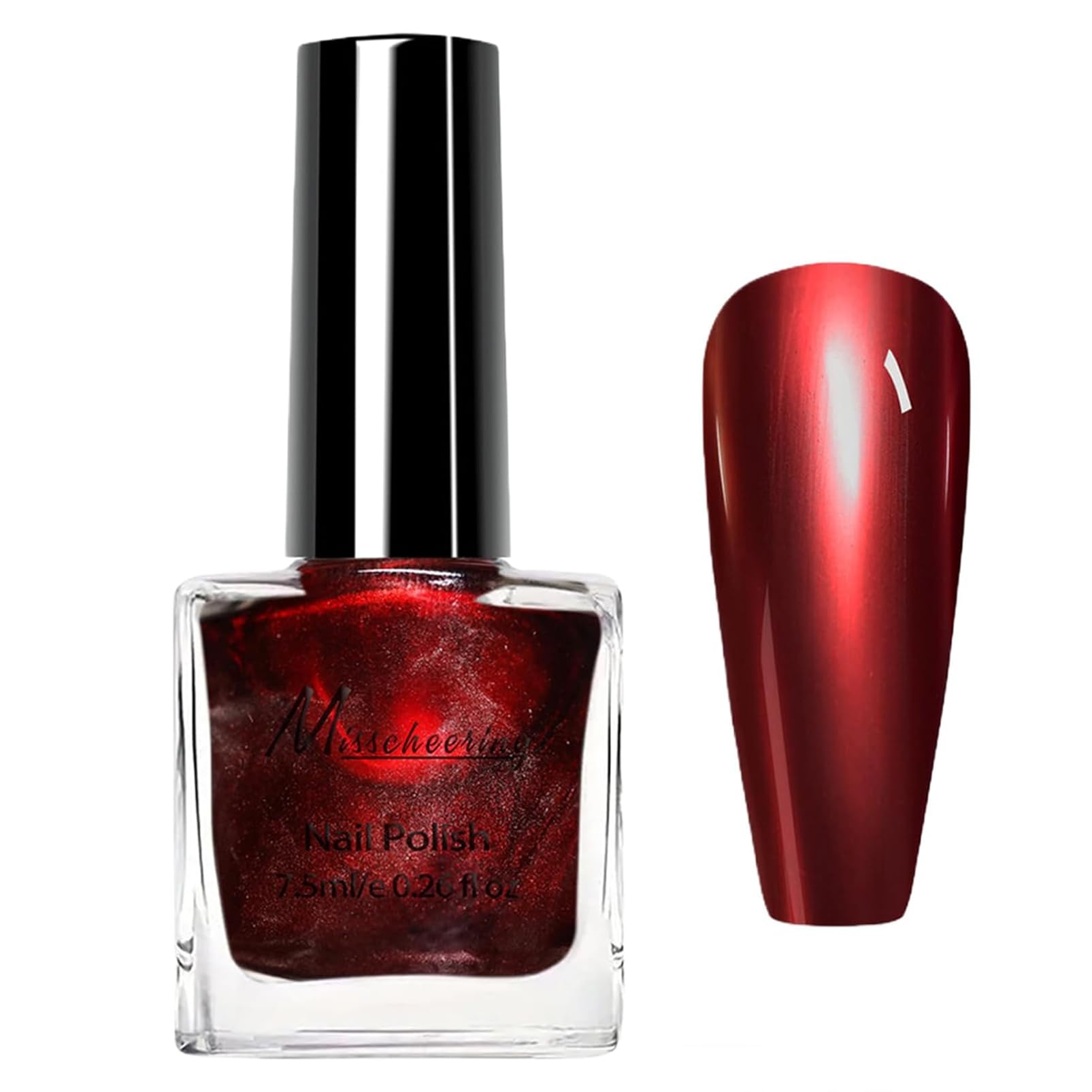 Rot Metallic Nagellack, Spiegelnagellack Chrom Fingernagellack Effect, Hochwertig Long Lasting Nail Polish, Metall Spiegel Nagellack Langanhaltender Schnelltrocknend für Nail Art, Kein UV Nötig(Rot)