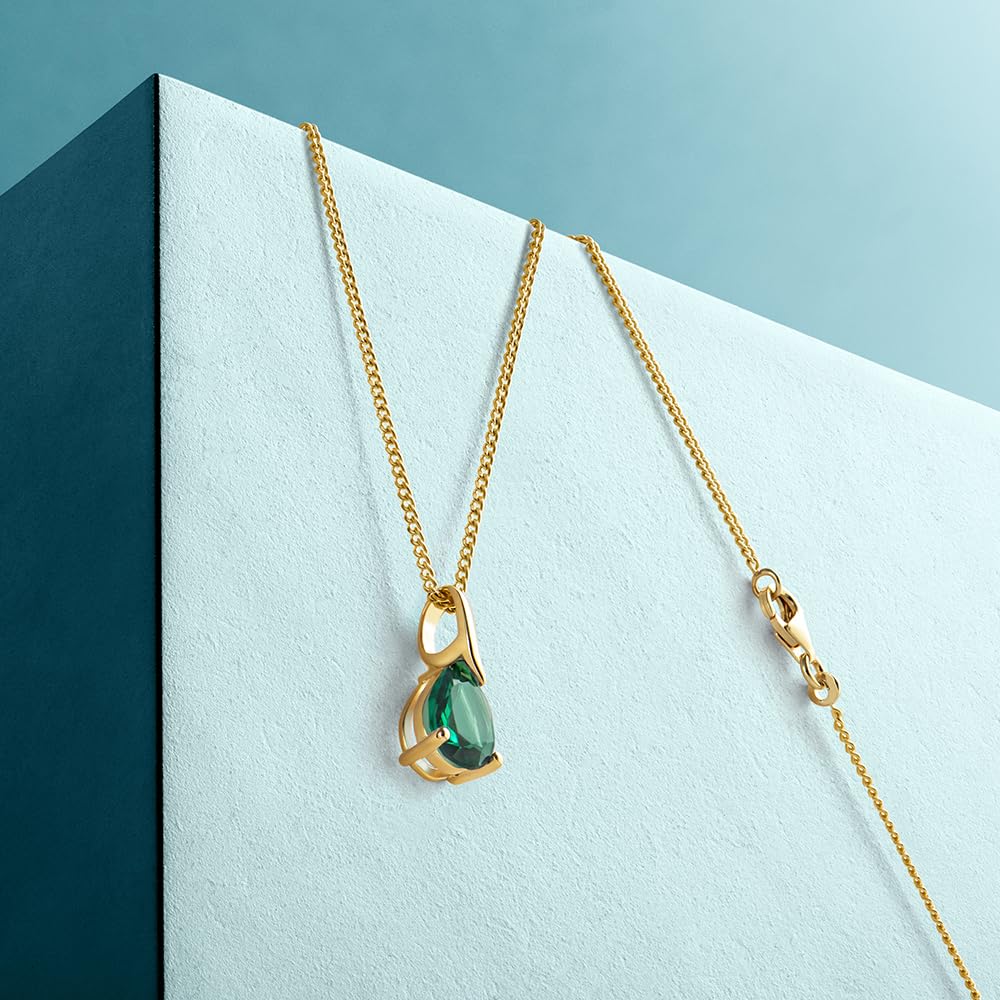 MIORE Collares Mujer, Colgante Oro Blanco/Amarillo de 9 ct 375, Gemas Zafiro/Rubí/Esmeralda/Topacio/Amatista/Aguamarina con Cadena Plata Chapada en Oro o Plata de Ley de 45 cm, Hipoalergénicos