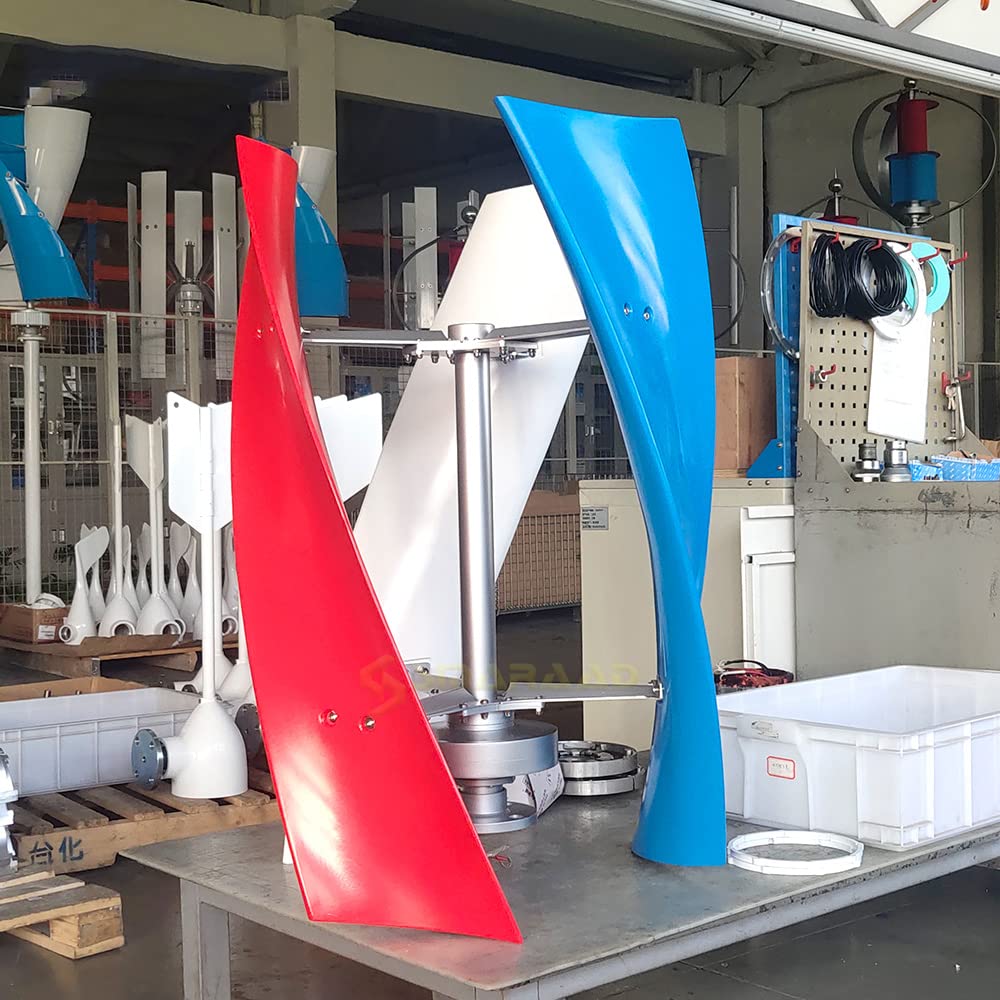 5000W Windturbinengenerator, 24V/48V/220V tragbares vertikales Helix Windkraft Windgenerator Kit mit kostenloser Energie und Laderegler für den und Außenbereich, Wohnmobil, Boot, Camping (12V)