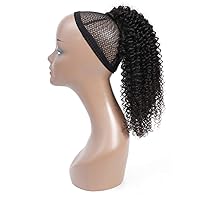 Vista 56 de Human Hair Water Wave Drawstring Ponytail Extensions - Natural Black Corn Wave for Black Women - Clip in Extensions (20")