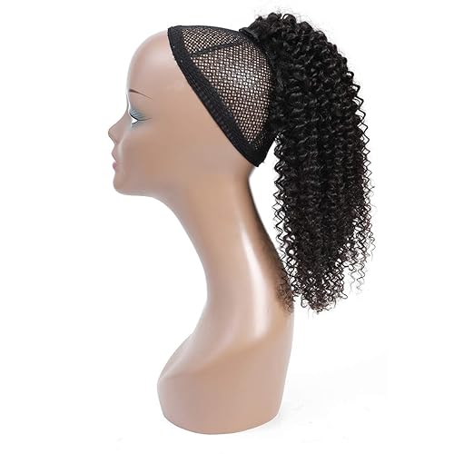 Miniatura 56 de Human Hair Water Wave Drawstring Ponytail Extensions - Natural Black Corn Wave for Black Women - Clip in Extensions (20")