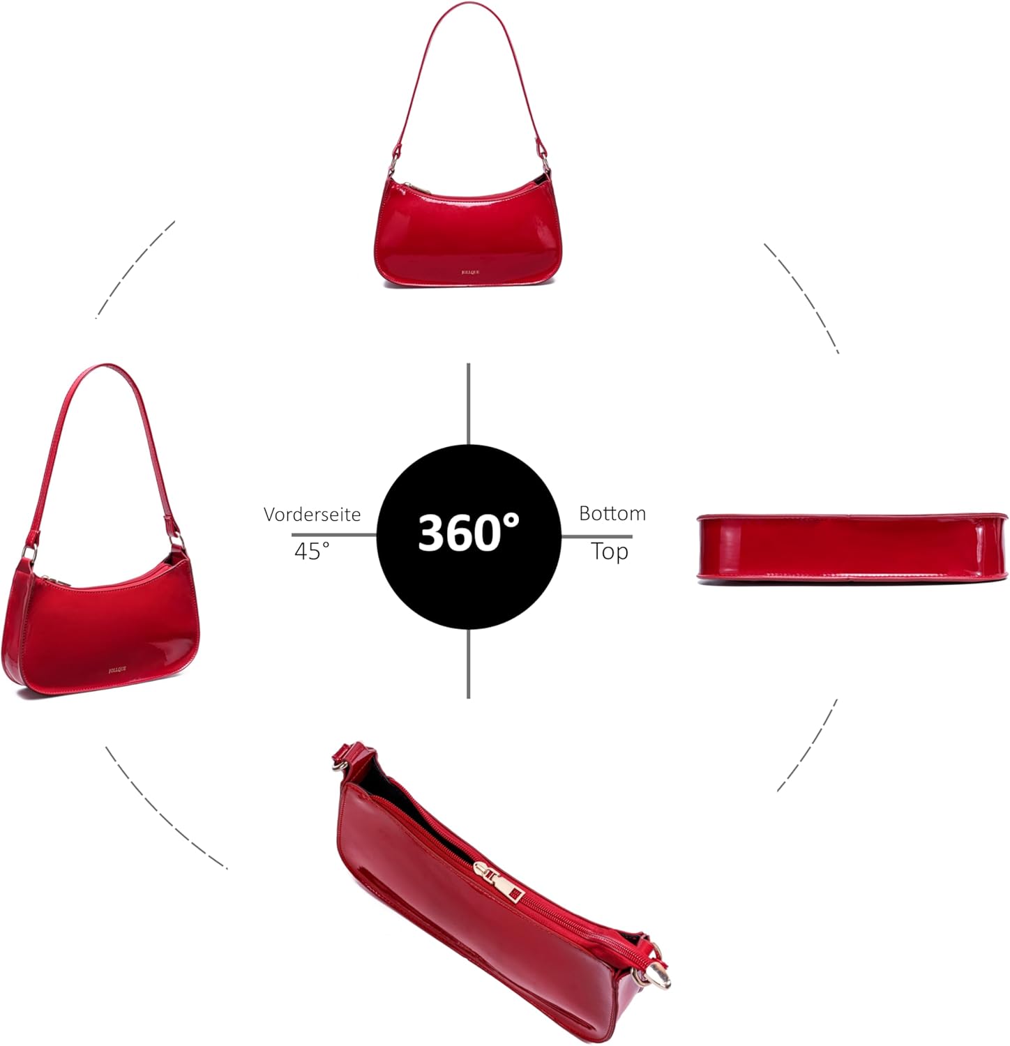 JOLLQUE Shoulder Bag for Women, Small Under the Arm Patent Leather Purses, Mini Clutch Y2k Jelly Handbag Crossbody Bags