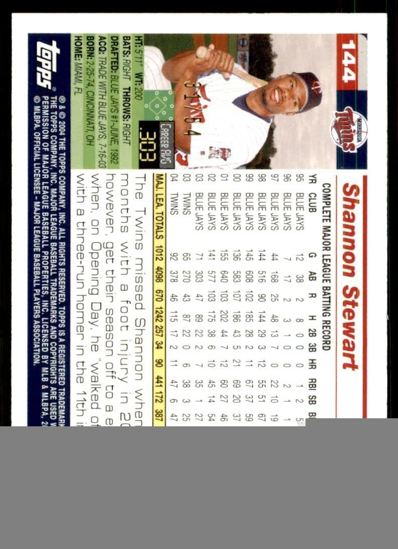 Shannon Stewart Card 2005 Topps #144 - Slabbed Baseball Cards