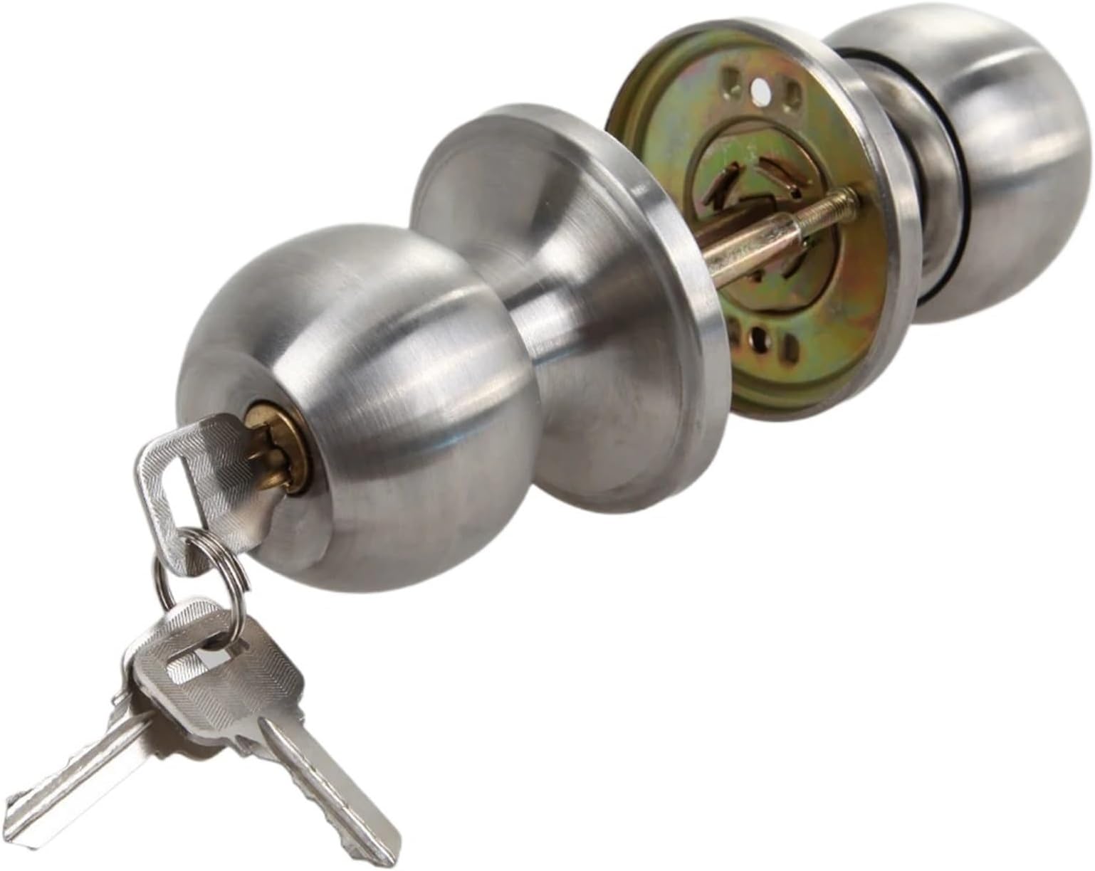 Door Knob Set with Keys Stainless Round Door Knobs Handle Entrance Passage Lock with Keys Sets for Home Hotel Office Doors