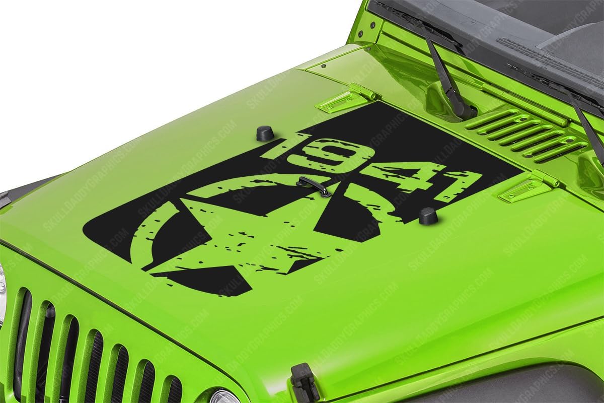 1941 Military Star Hood Decal Sticker to fit Jeep Wrangler JK JKU 2007-2018 (Matte Black)