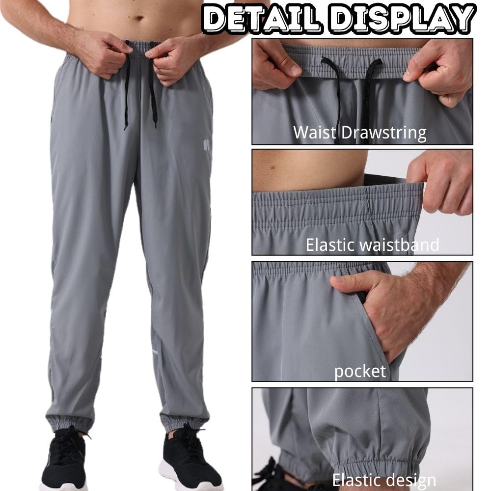Confezione da 3 pantaloni sportivi da uomo, con tasche, da corsa, da uomo, per fitness, da allenamento