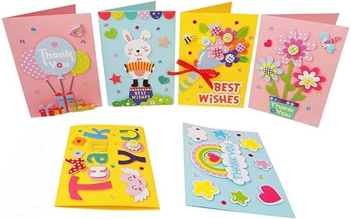 Kit para hacer tarjetas, kit de tarjetas de felicitación hecho a mano para niños, niñas, niños, tarjeta de agradecimiento, tarjeta del día de la