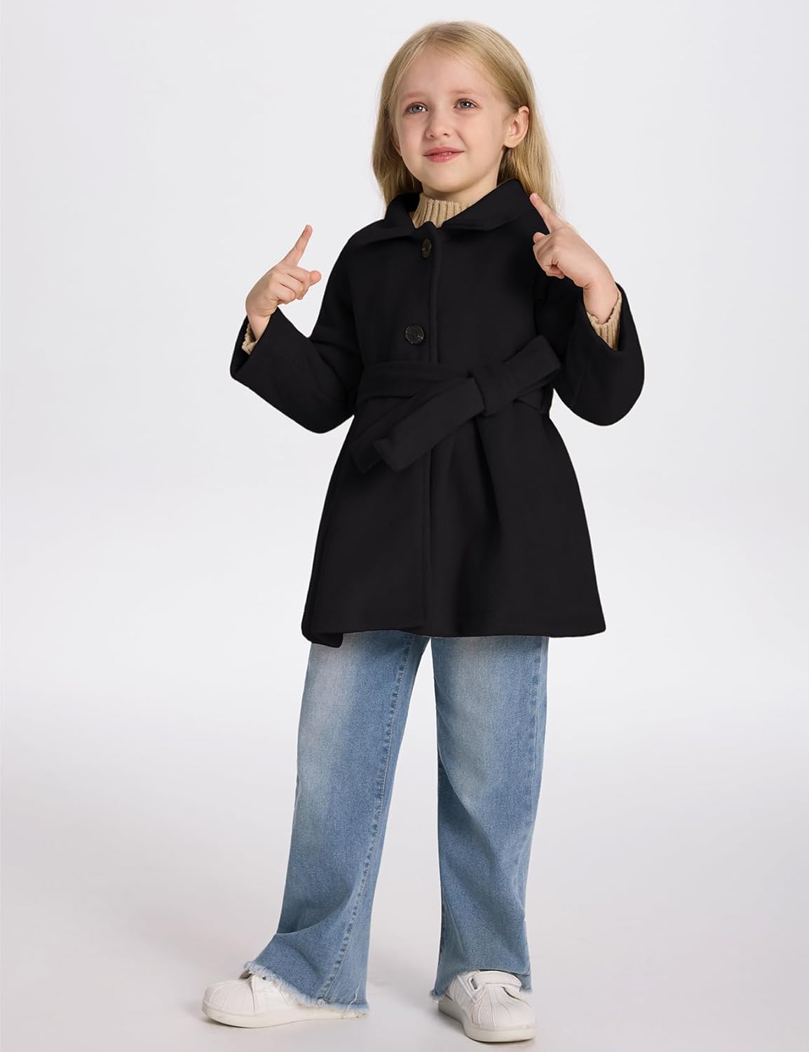 Yimoon Toddler Girls Dress Coat Wool Peacoat Long Fall Winter Jacket - Image 5