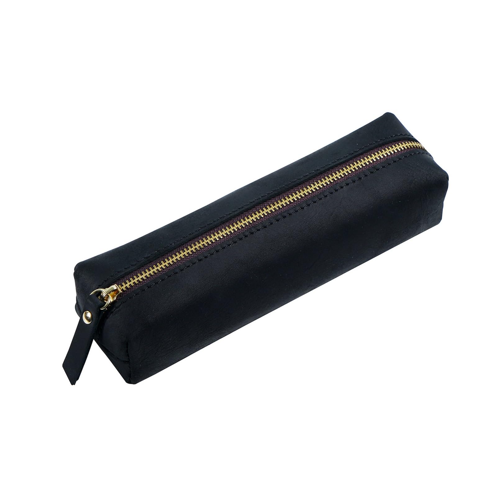 DUMRALBQE Wooden Jewelry Box Leather Pen Organiser Men's Zip Case Pencil for Storage and Organization(Noir)