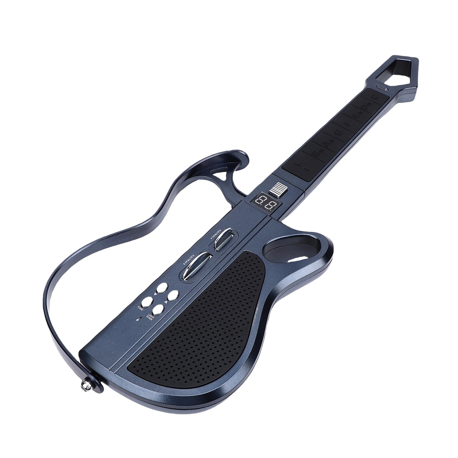 Tissting Guitarra Eléctrica Plegable Sin Cuerdas con Luz LED Y 7 Sonidos - Guitarra Juguete Musical Recargable con Ritmos Y Correa para Niños Y Familias (Negro)