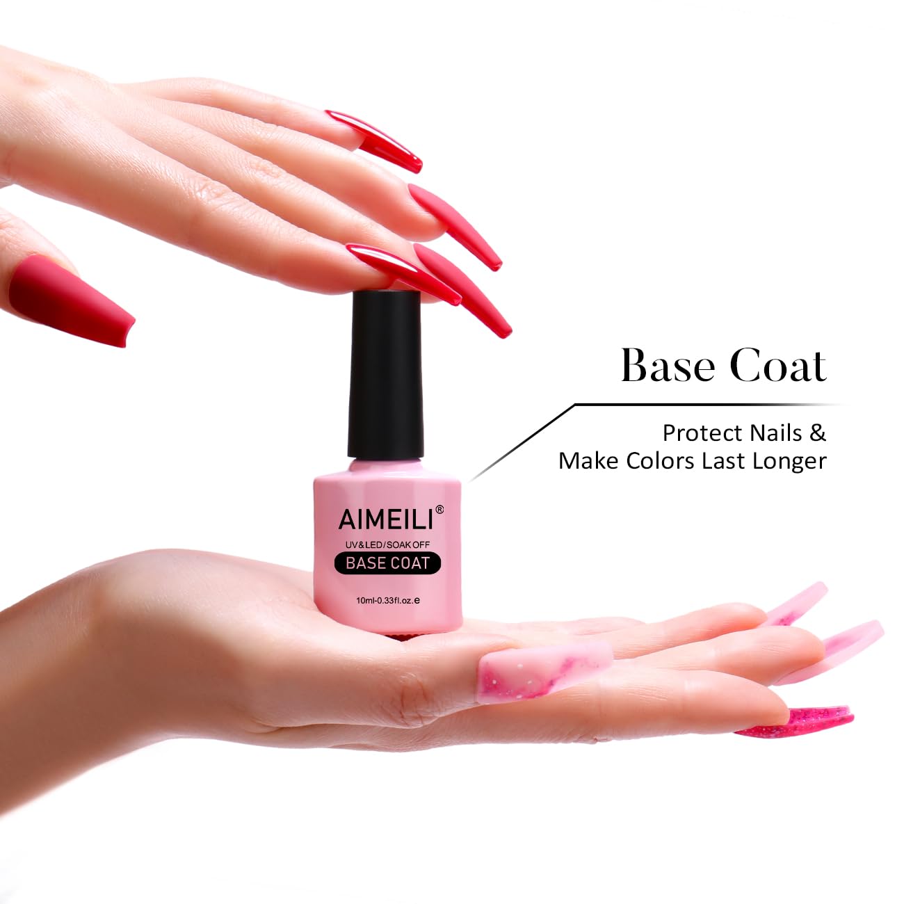 AIMEILI No Wipe Top Coat Ulepszona formuła Lakier Bazowy Matte Top Coat Set UV LED Soak Off Żelowy Lakier do Paznokci 3szt