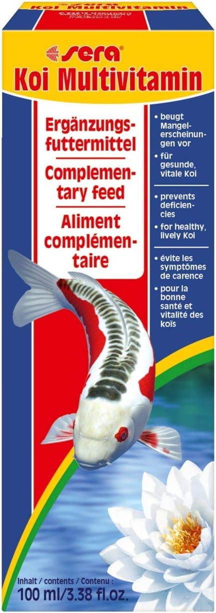 sera Koi Vitamina Mix 100 ml | Complemento multivitamínico para Peces Koi y Estanque | con Aceite de Krill y microalgas | Apoya Las defensas y la Salud | Fácil de Usar