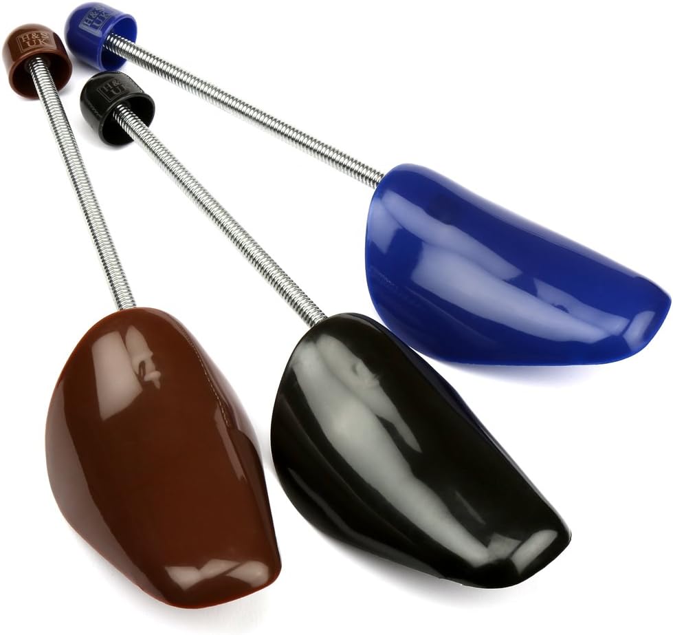 H&S® 3 x Pair High Quality Traditional Shoe Tree Plastic Shaper Stretcher Size 6-12 for Men (Blue)