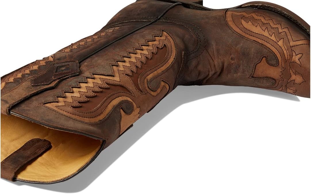 Corral Boots Mens Distressed Eagle Embroidered Snip Toe Pull On Casual Boots Mid Calf - Brown